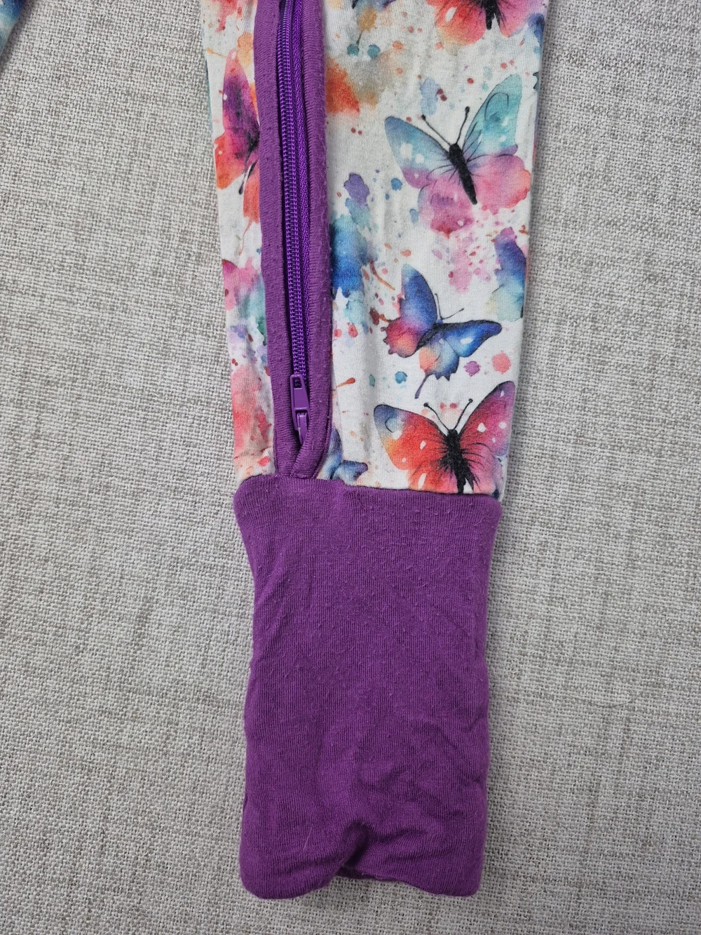 Bamboo Watercolor Butterfly Zip One Piece Romper Pajamas 18-24M